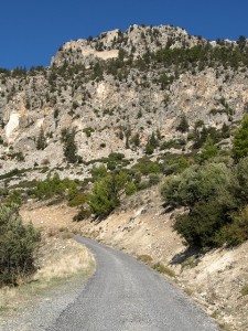 The street and Buffavento on the mountain.